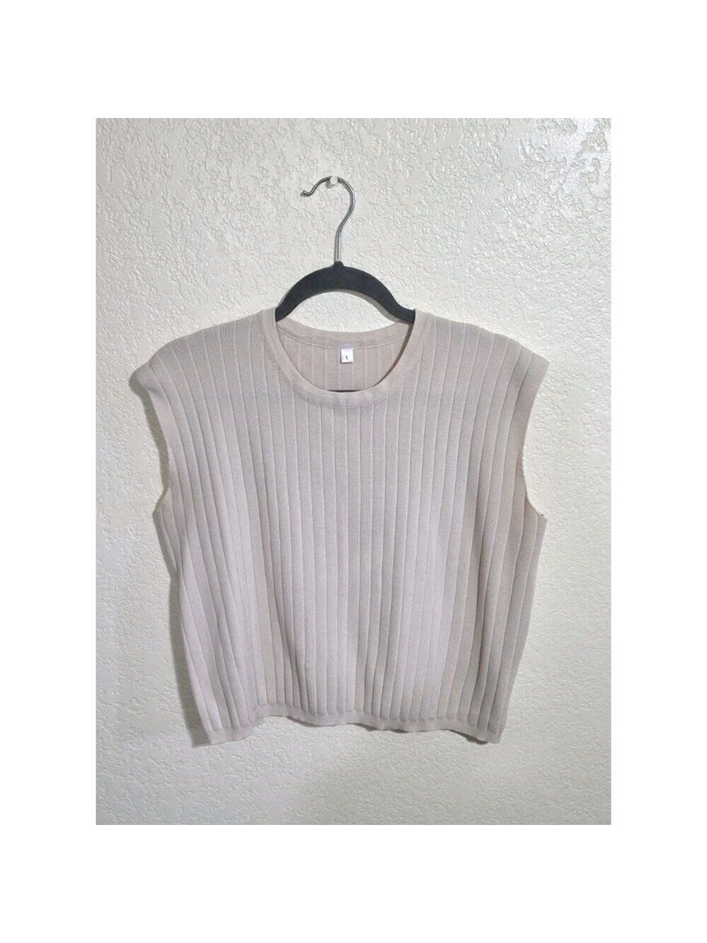 Cream Crop Sweater Tank Top Fashion Brand Women's Size Large
